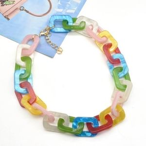 *SOLD* Rush Multi-Color Square Link Resin Necklace